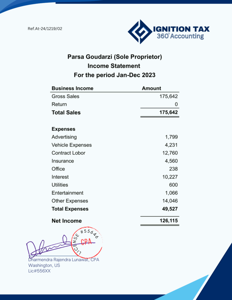 CPA Letter for Home Loan