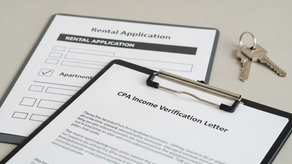 CPA Income Verification Letter for Apartment Lease Landlord and Management Company Requirements